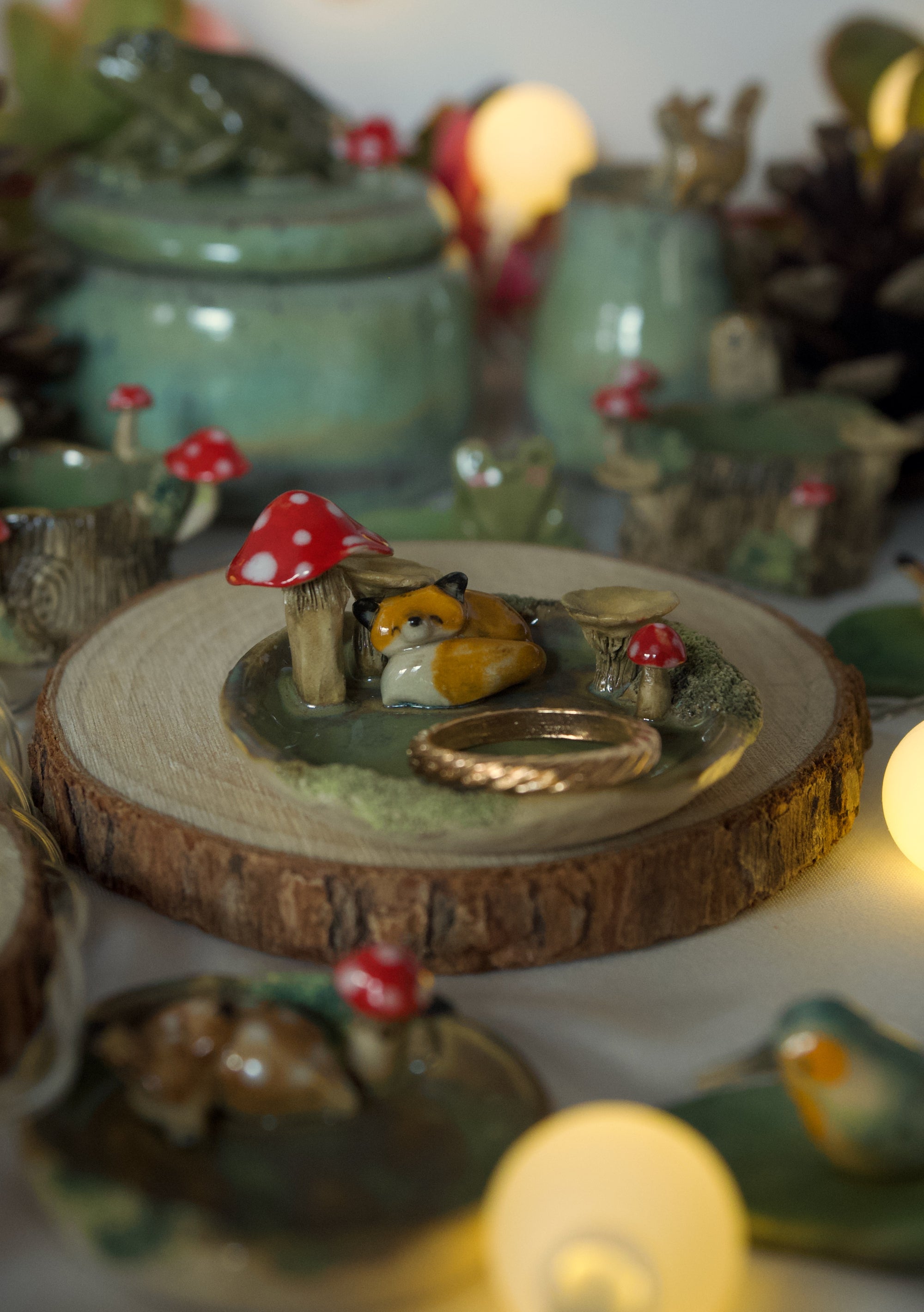 Fox Mushroom Tiny Trinket Dish 5x5cm
