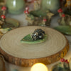 Sleeping Raccoon Leaf Trinket 4 length x 2.5 width (cm)