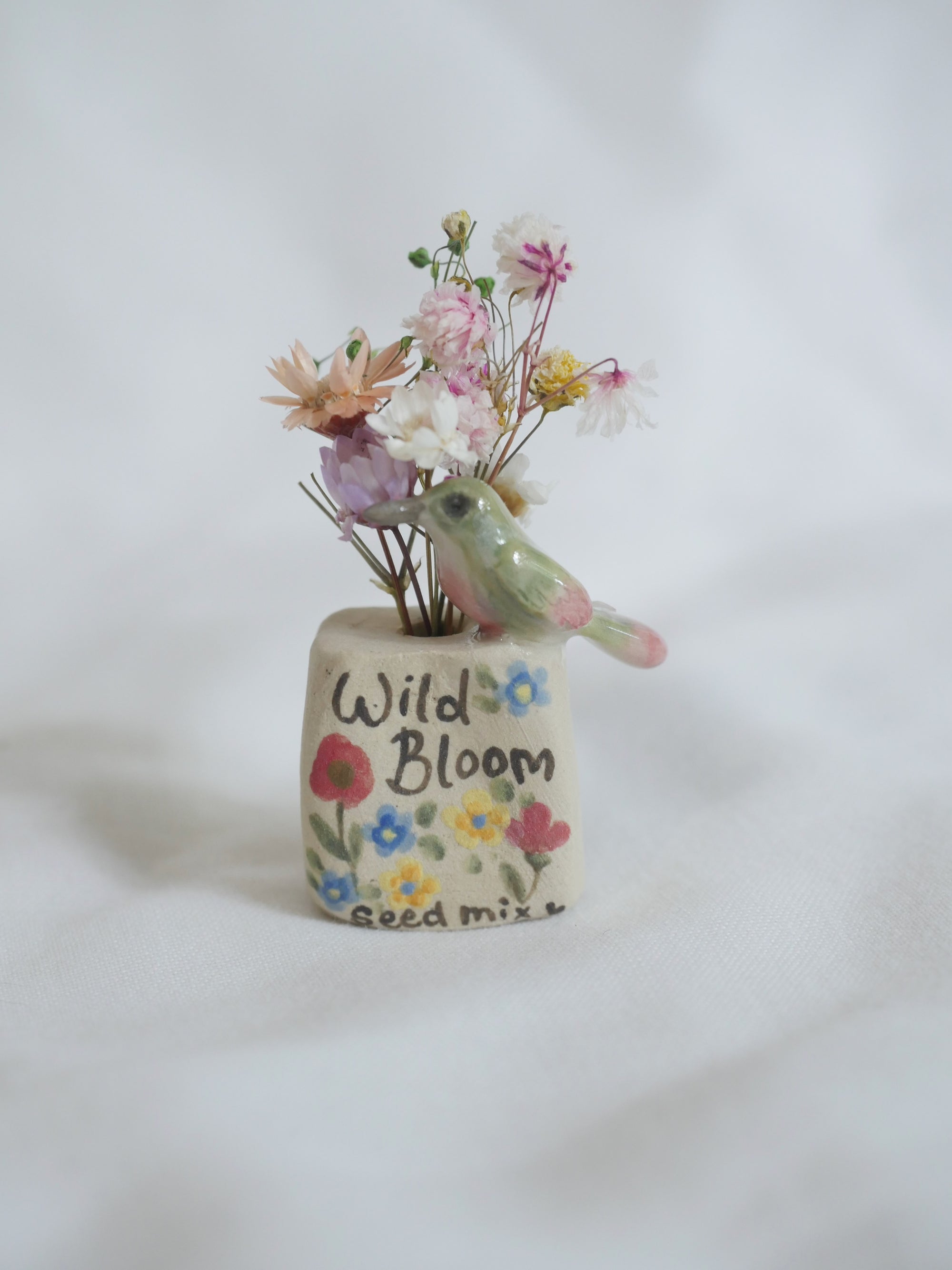 Humming Bird Flower Seed Dried Flower Miniature Sculpture