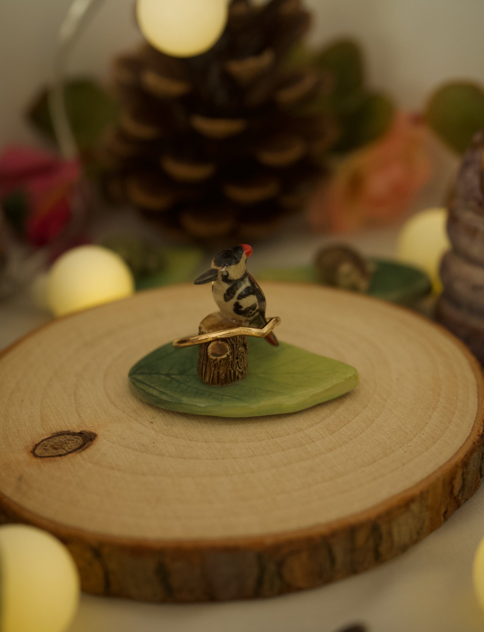 Woodpecker Leaf Trinket 4 length x 2.5 width (cm)