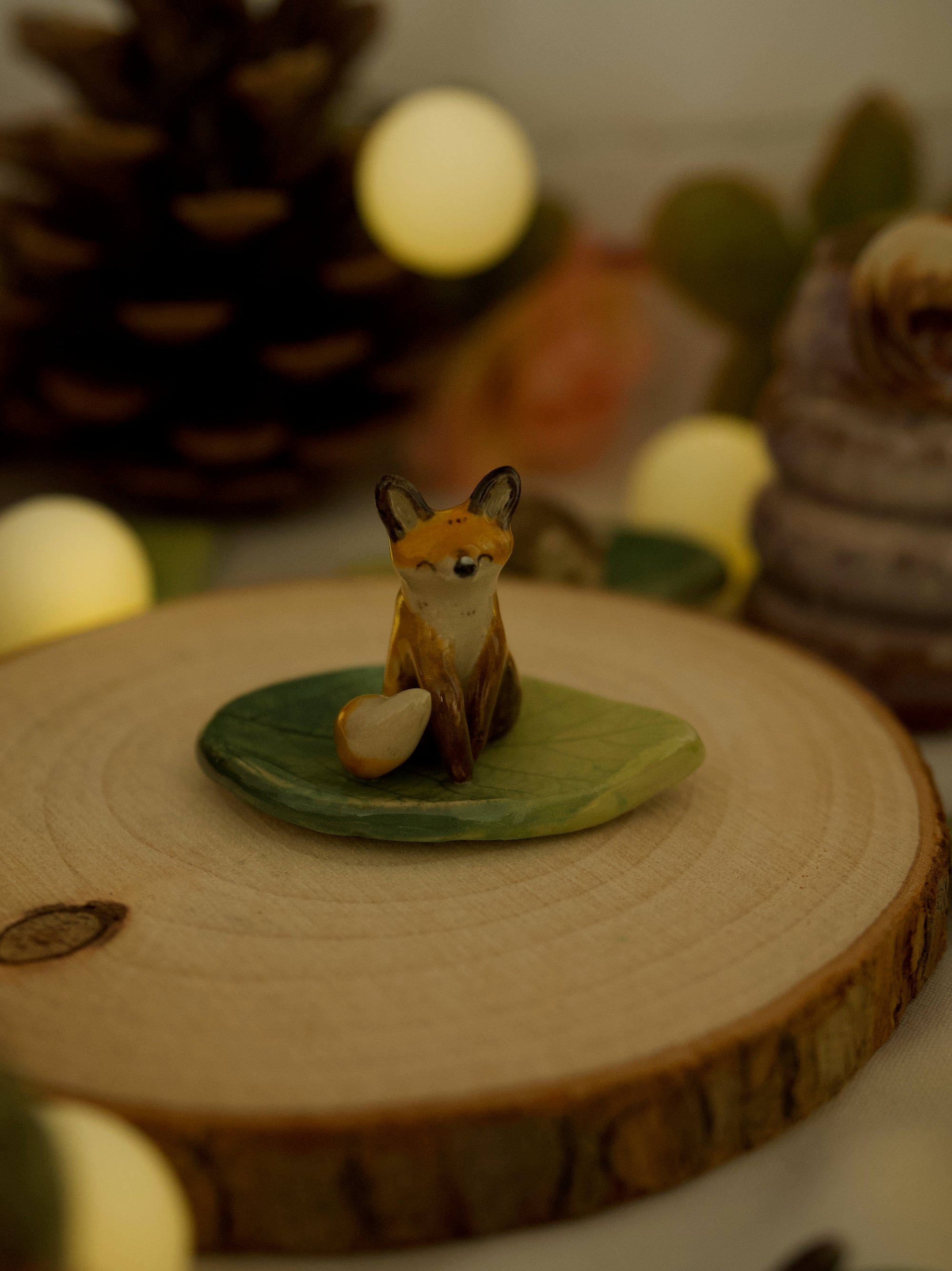 Happy Fox Trinket 4 length x 2.5 width (cm)