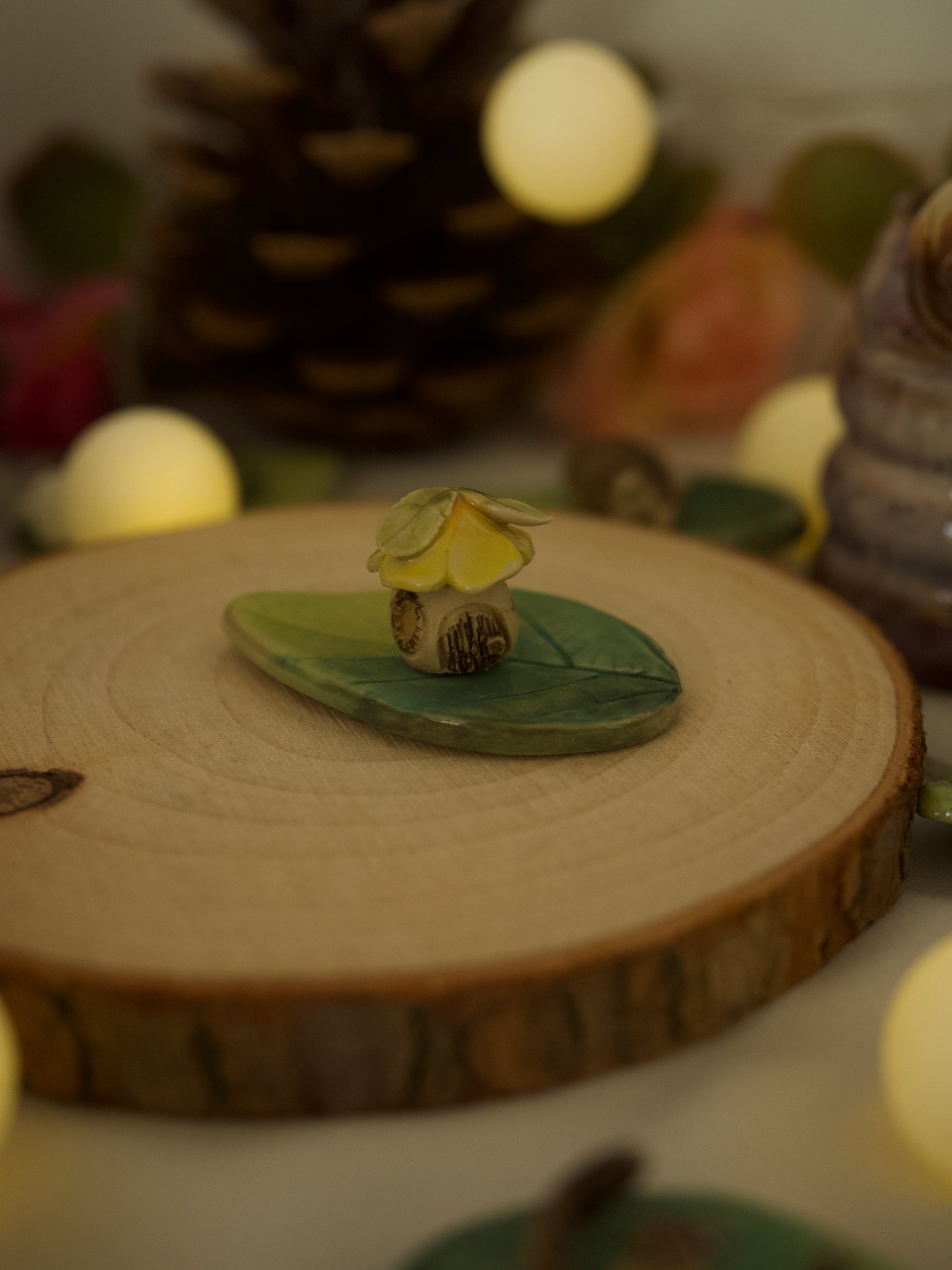 Yellow Fairy House Trinket 4 length x 2.5 width (cm)