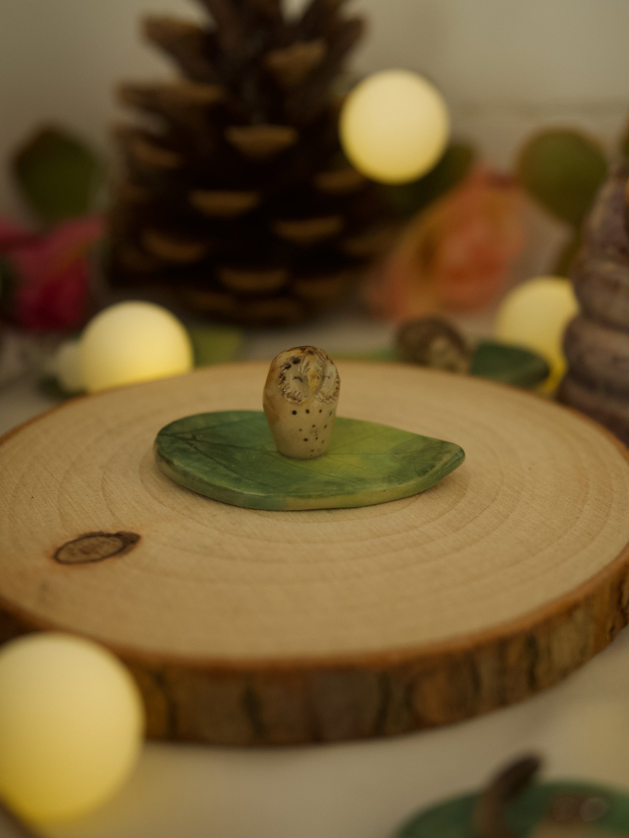 Sitting Barn Owl  Trinket 4 length x 2.5 width (cm)