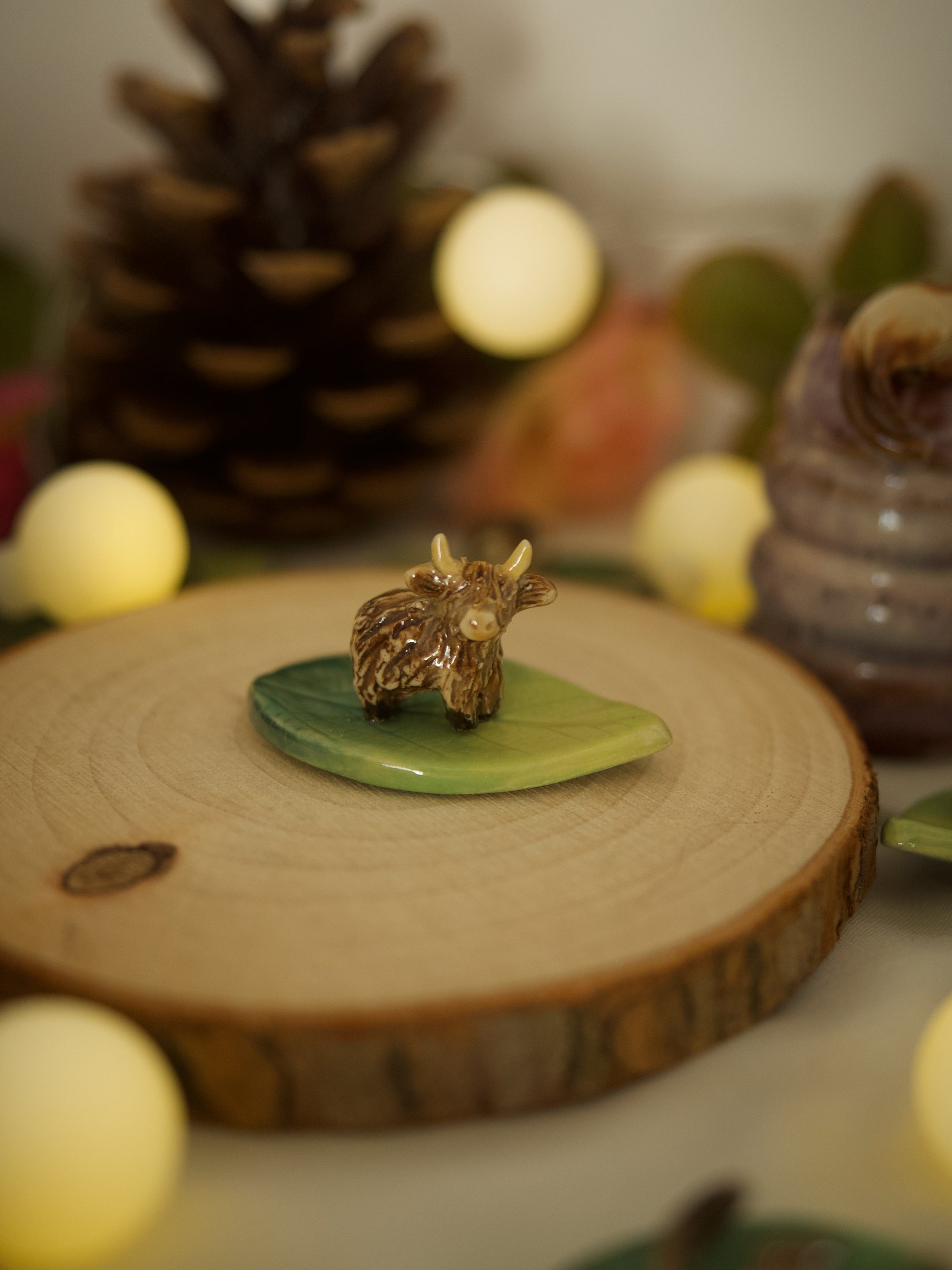 Standing Cow Leaf Trinket 4 length x 2.5 width