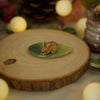 Calico Cat Leaf Trinket 4 length x 2.5 width