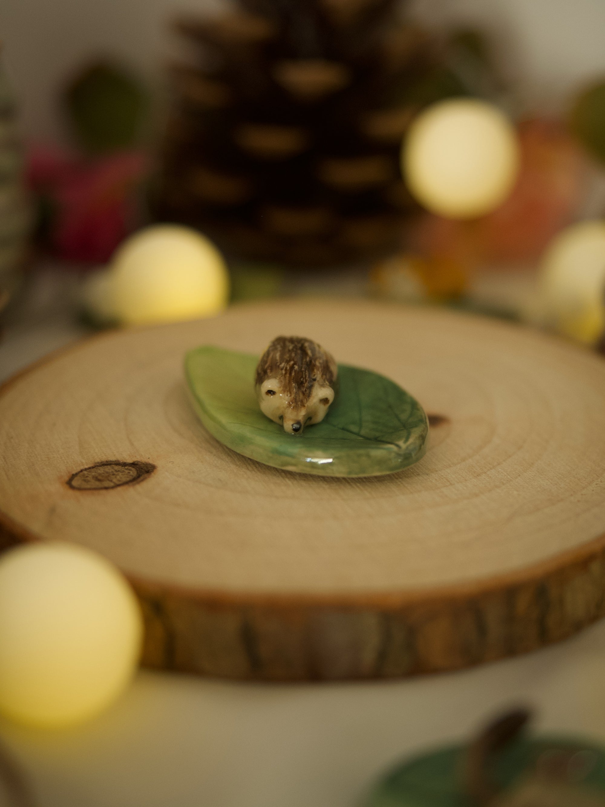 Hedgehog Leaf Trinket 4 length x 2.5 width