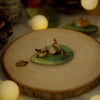 Laying Cat Leaf Trinket 4 length x 2.5 width