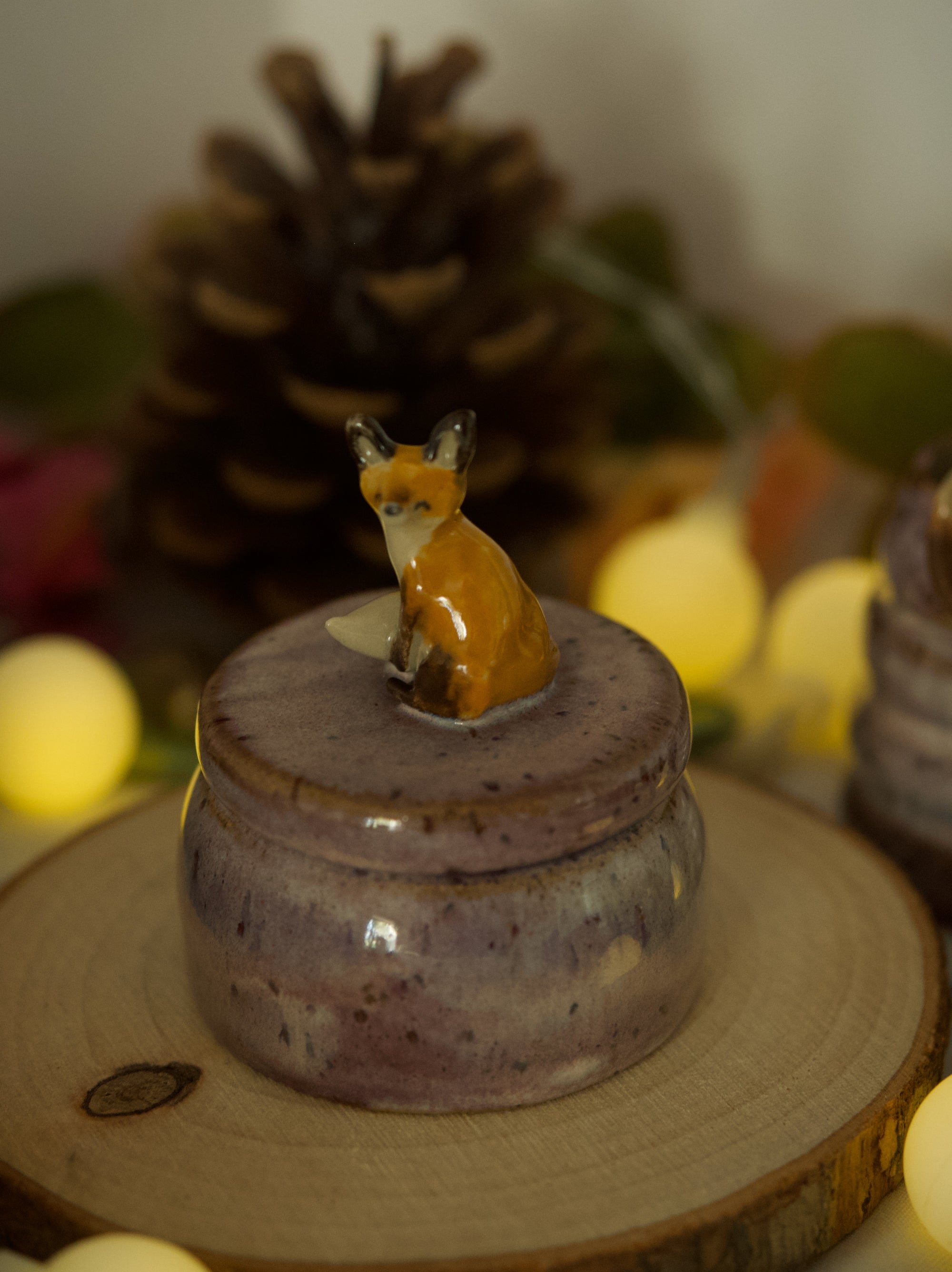 Sitting Fox Trinket Pot (4cm Width x 3cm Height)
