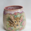 Deer Floral Flecked Clay Vessel