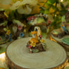 Tiny Tree Stump Trinket Fox and Mushrooms (2.5cm Diameter)