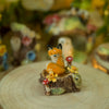 Tiny Tree Stump Trinket Fox and Mushrooms (2.5cm Diameter)