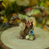 Tiny Tree Stump Trinket Owl  (3.5cm Tall)