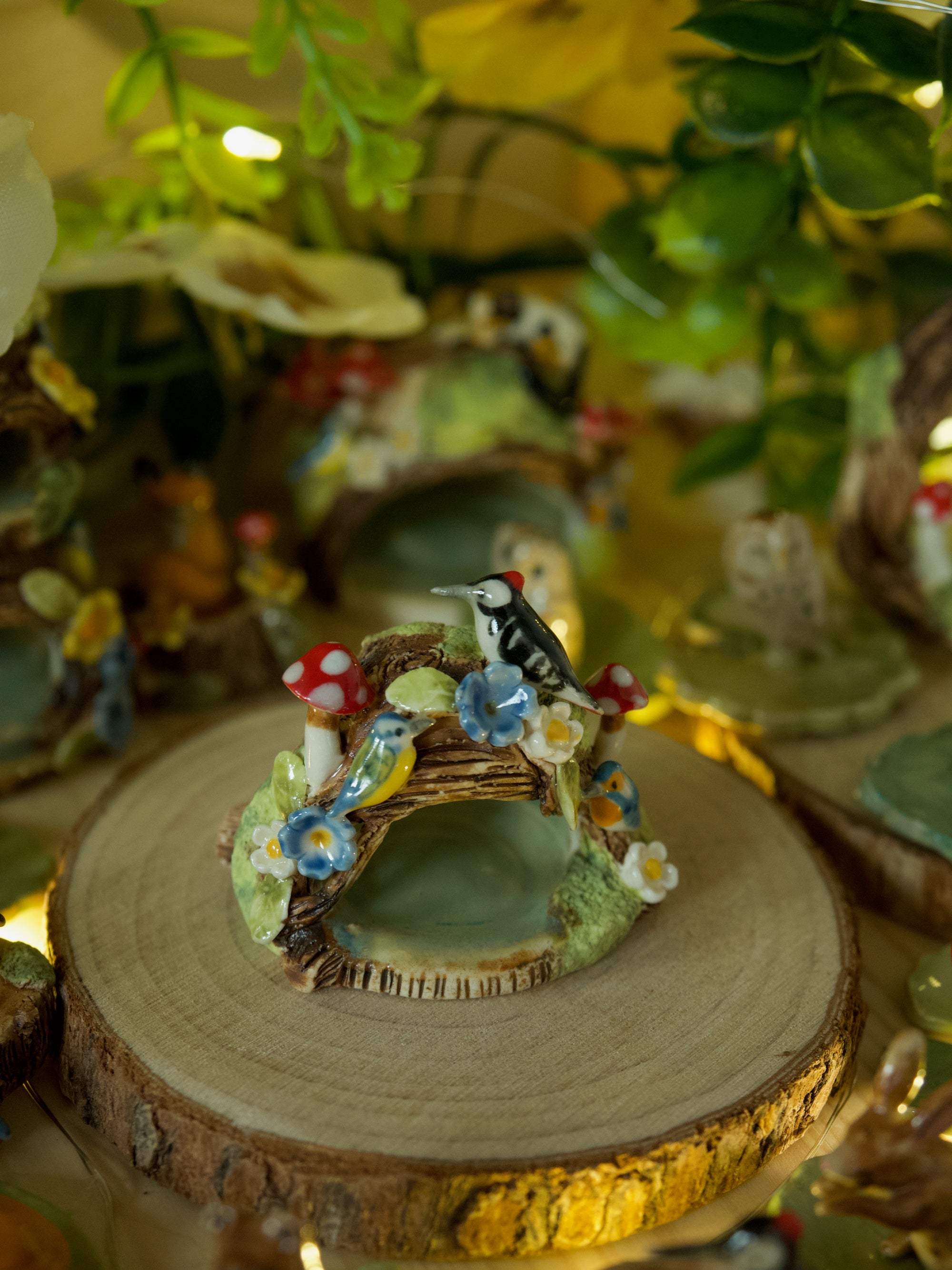 Woodland Dome Woodpeck and Birds (4.5cm height and width)