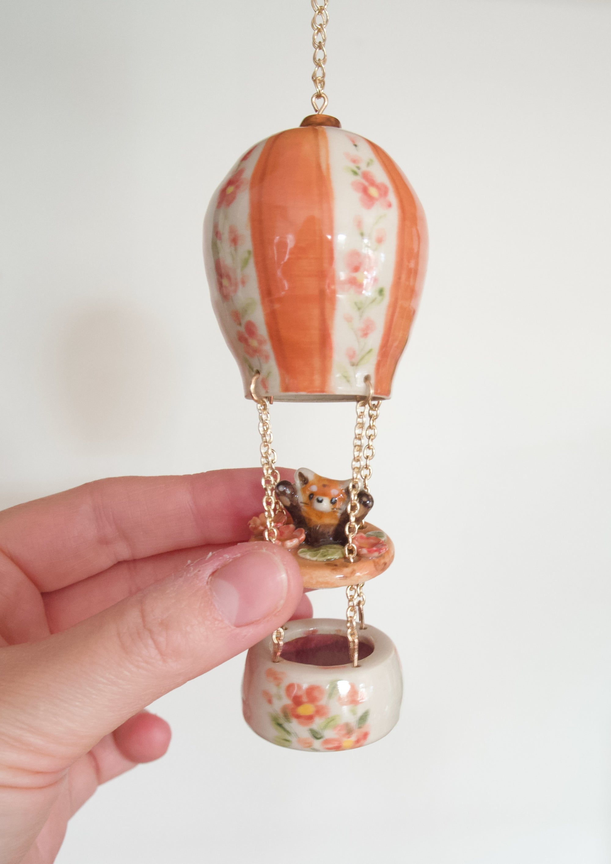 Made to order Raccoon or Red Panda Hot Air Balloon Hanging Trinket Pot ( 25th November dispatch)