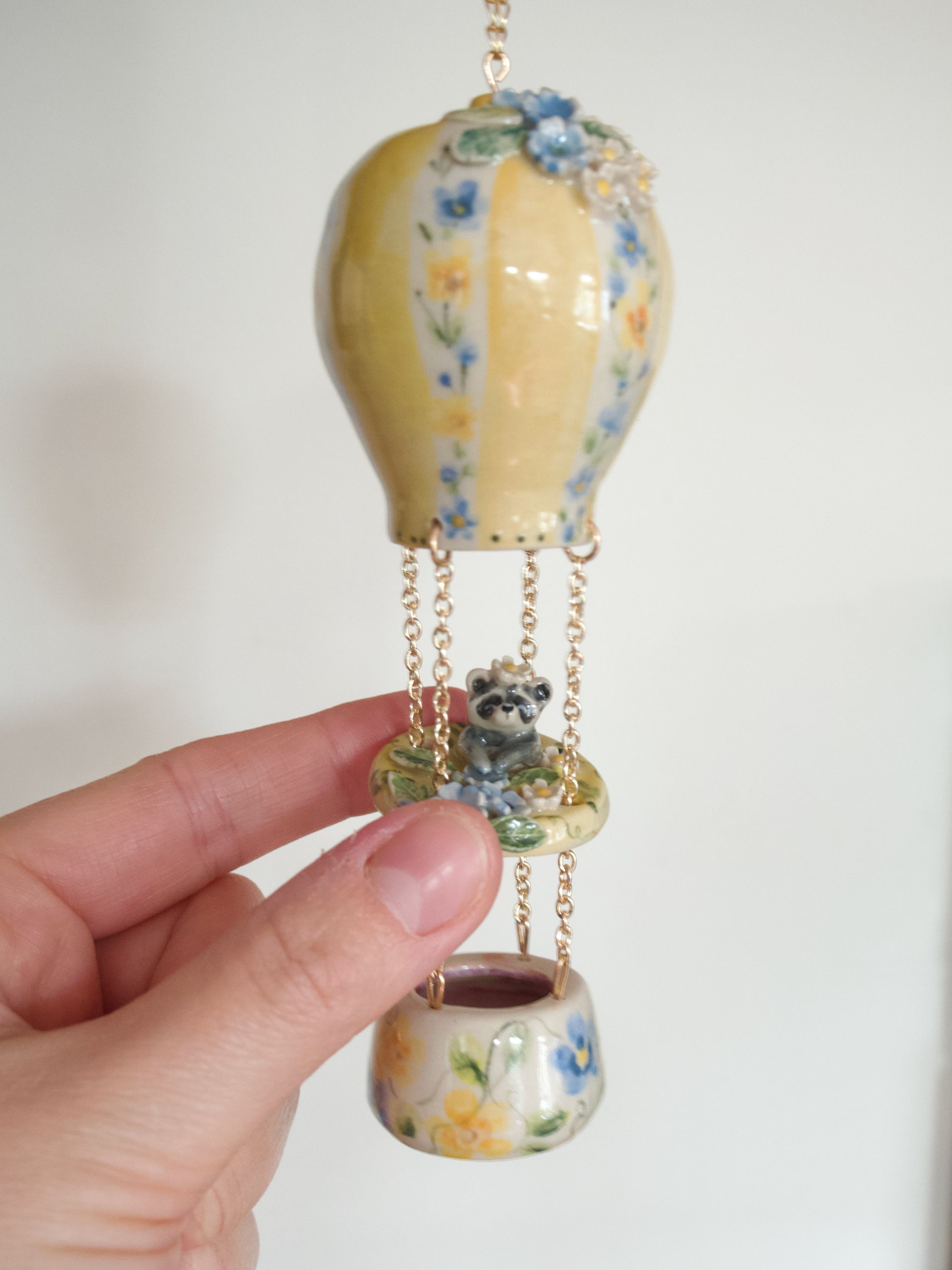 Made to order Raccoon or Red Panda Hot Air Balloon Hanging Trinket Pot ( 25th November dispatch)