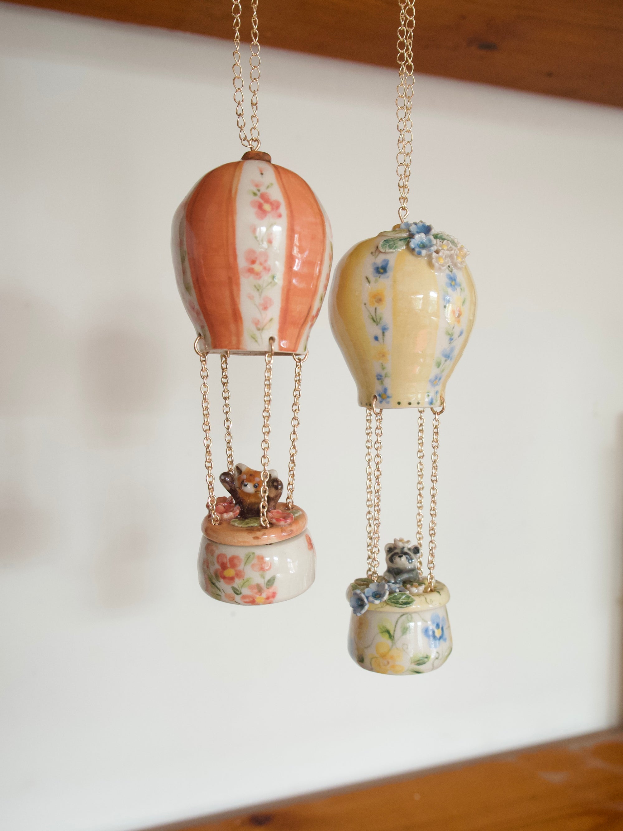 Made to order Raccoon or Red Panda Hot Air Balloon Hanging Trinket Pot ( 25th November dispatch)