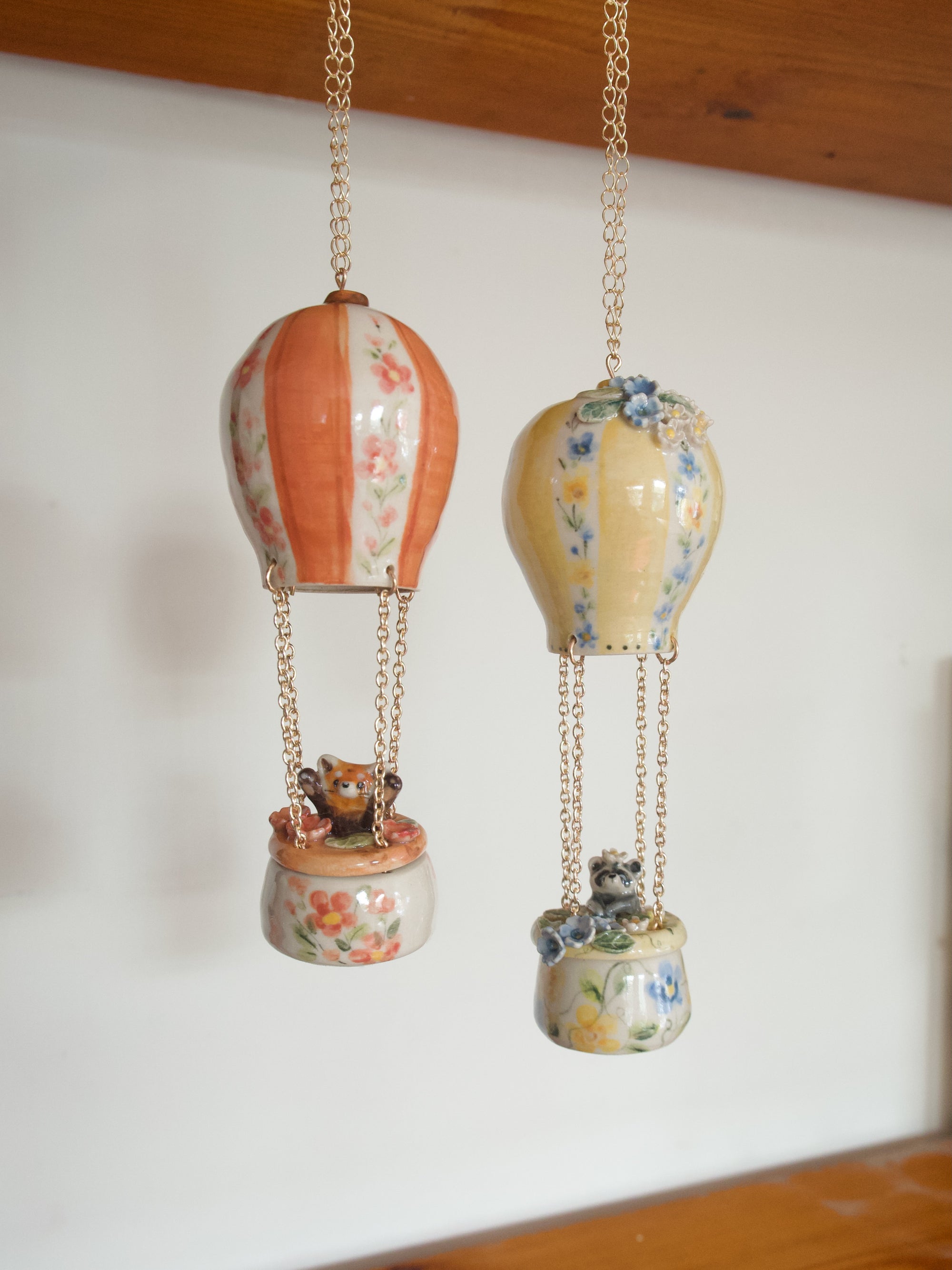 LIMITED AVAILABILITY Preorder Fox or Otter Hot Air Balloon Hanging Trinket Pot ( dispatch on or before 4th June)