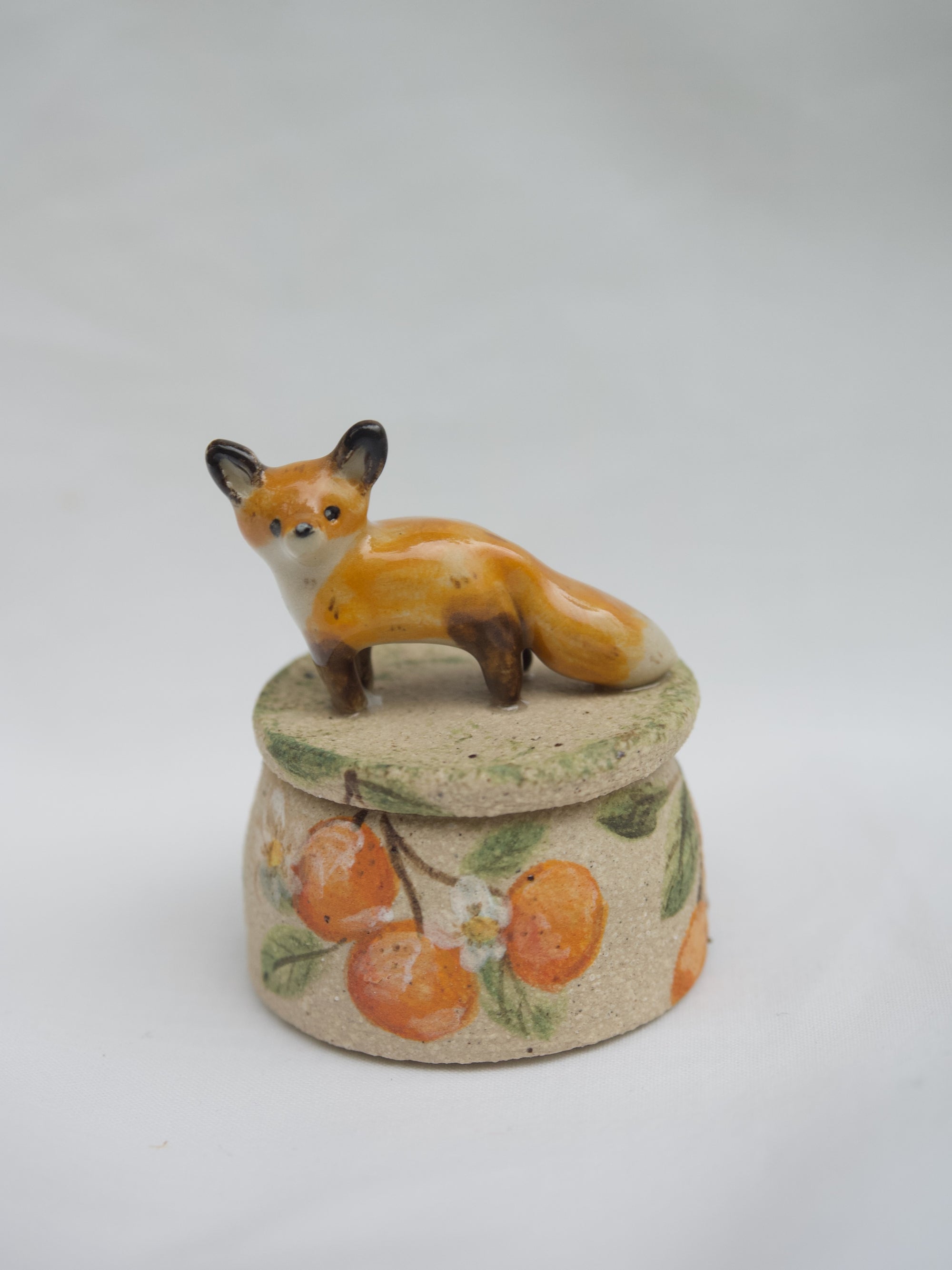 Orange Tree Fox Trinket Pot