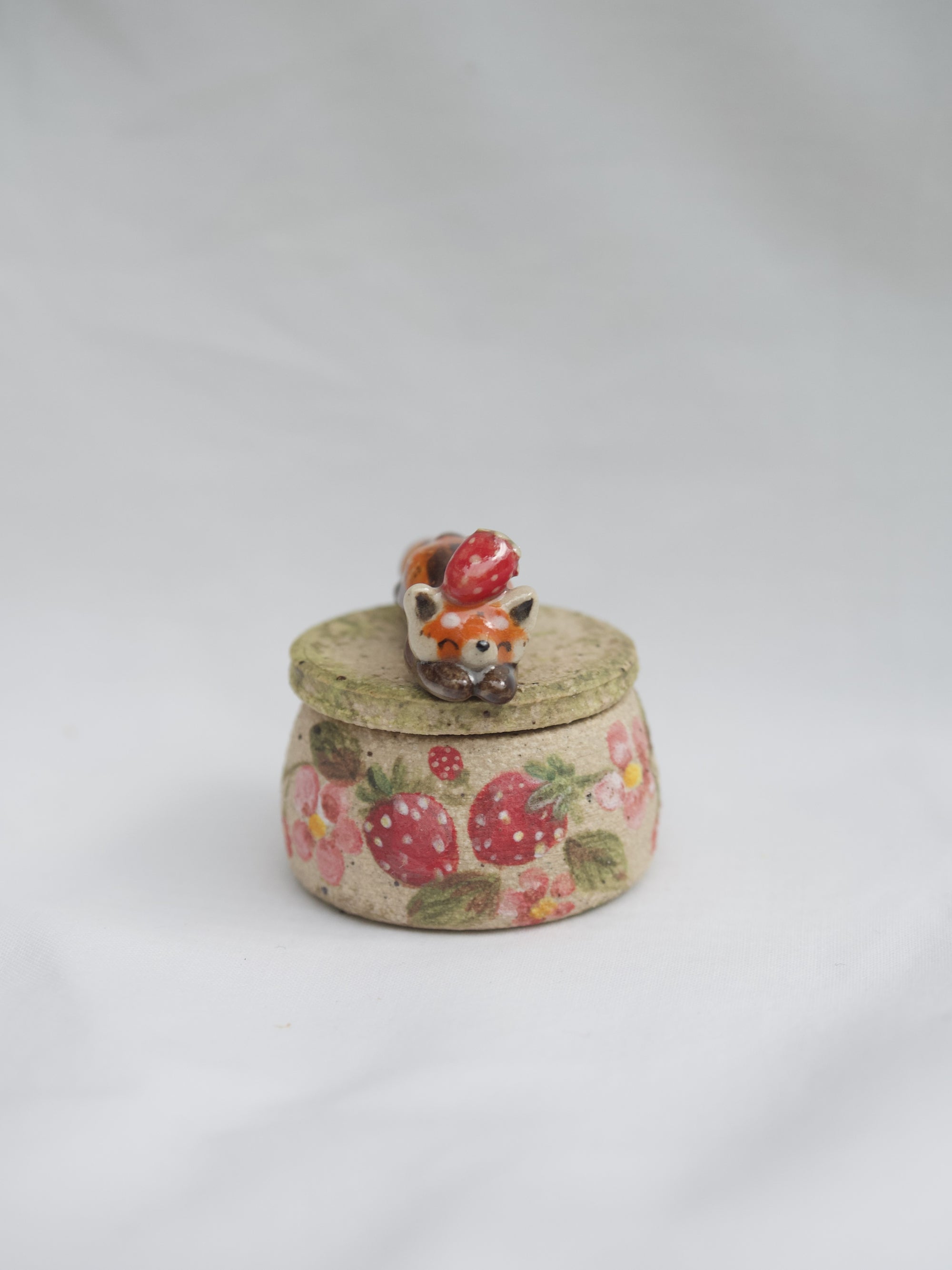 Strawberry Red Panda Trinket Pot