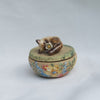Sleeping Floral Cat Trinket Pot