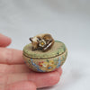 Sleeping Floral Cat Trinket Pot