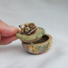 Sleeping Floral Cat Trinket Pot