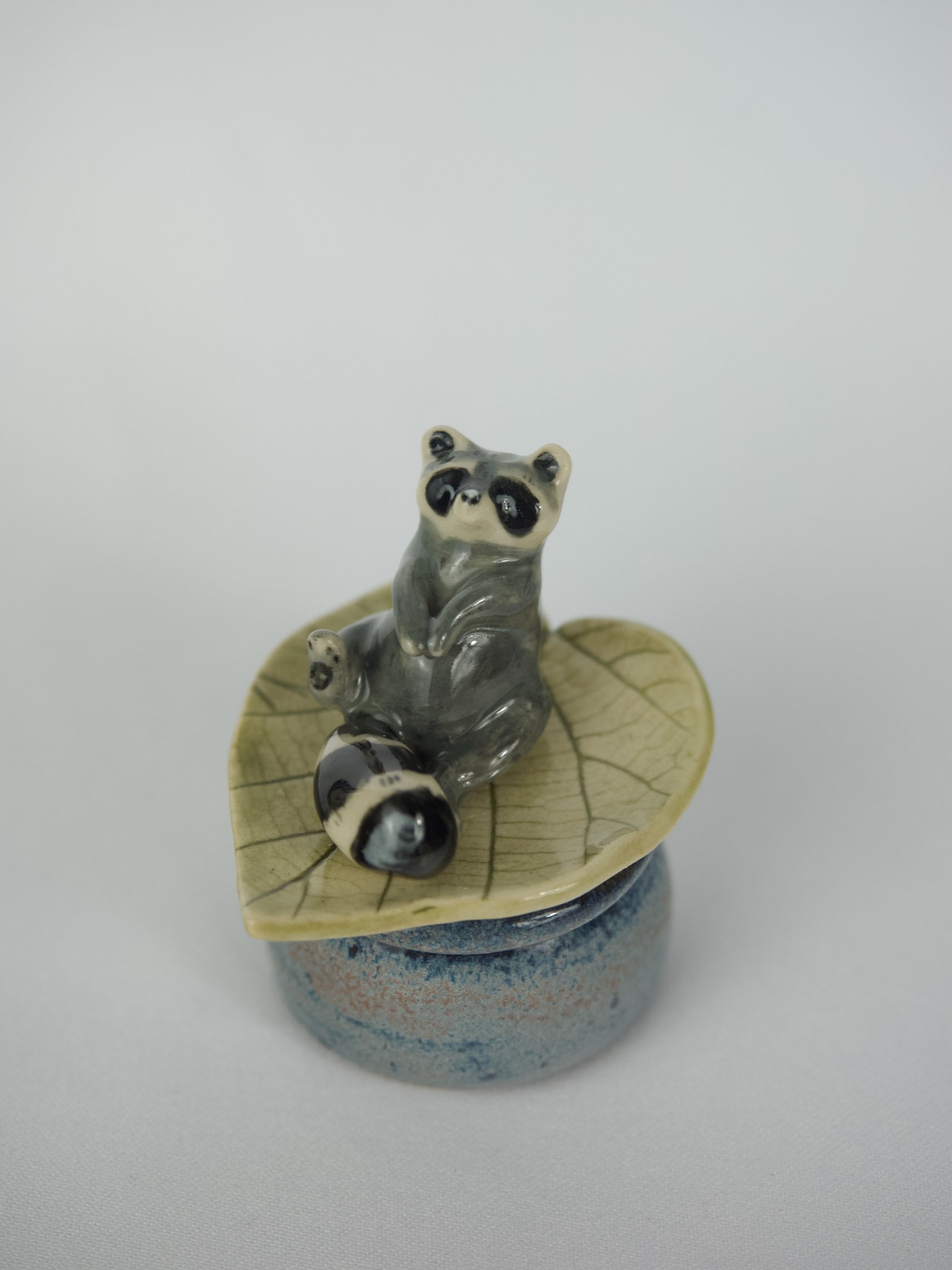 Leaf Laying Raccoon Trinket