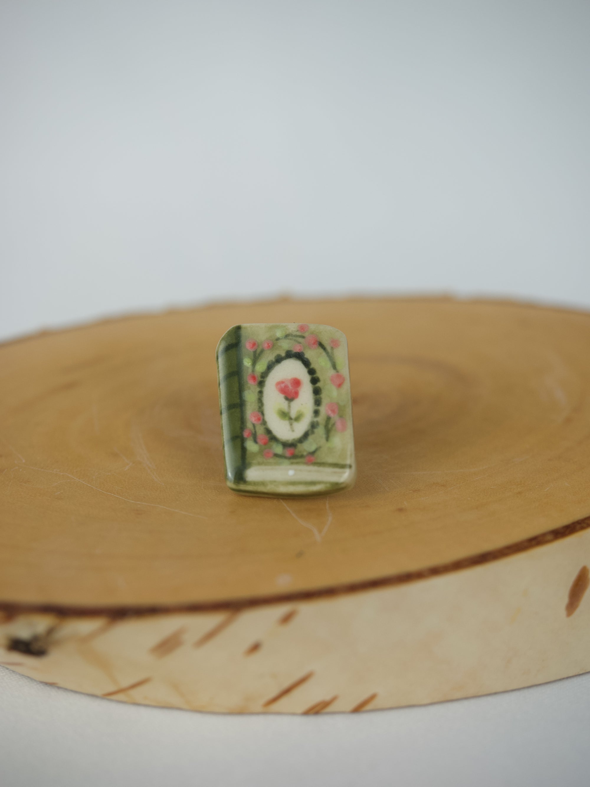 Green Tulip Book Pin Badge