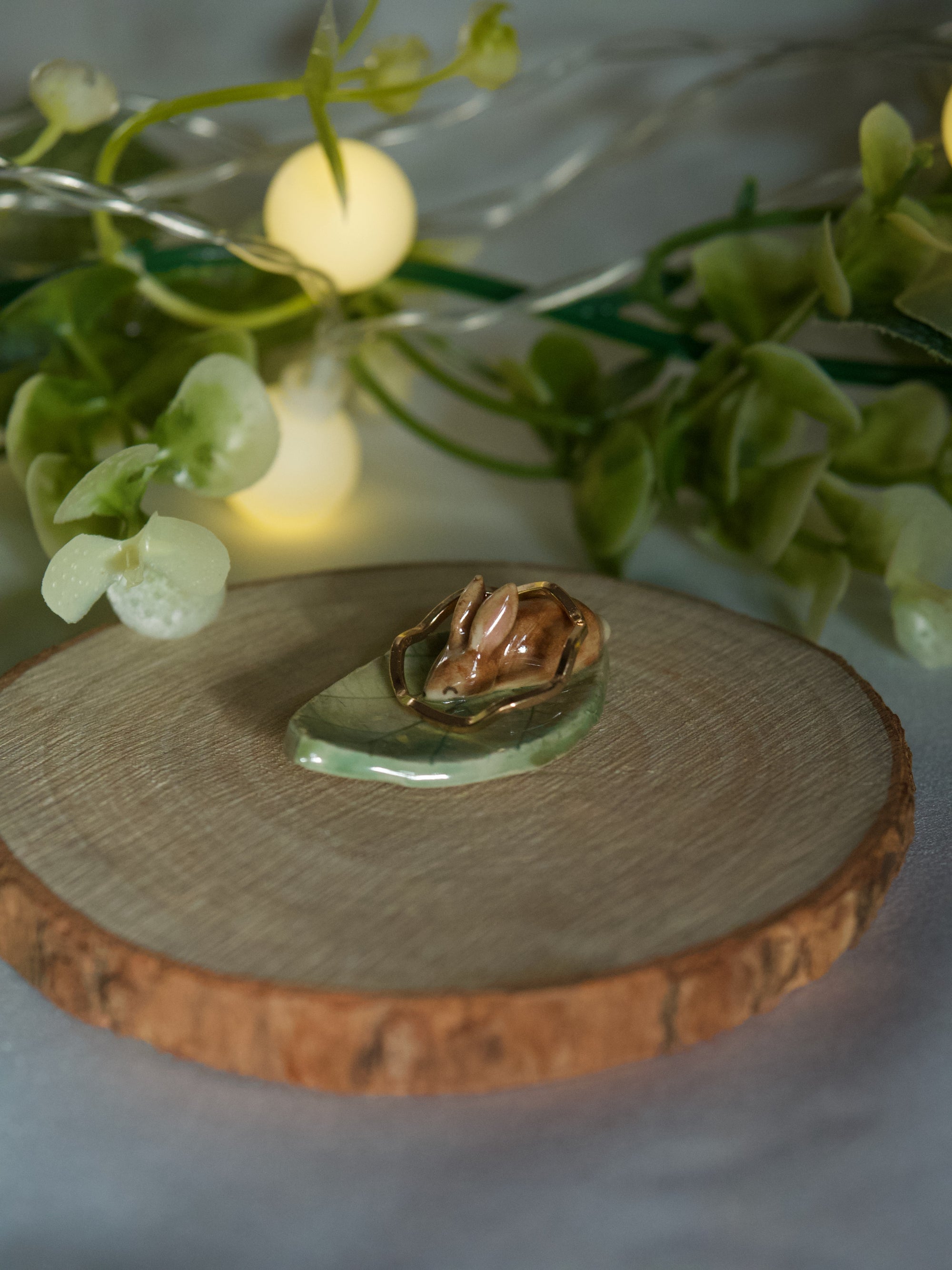 Tiny Laying Rabbit Leaf Dish (4cm length x 2.5cm width)