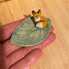 Tiny Leaf Ring Dish sitting fox (6cm length 4cm width)