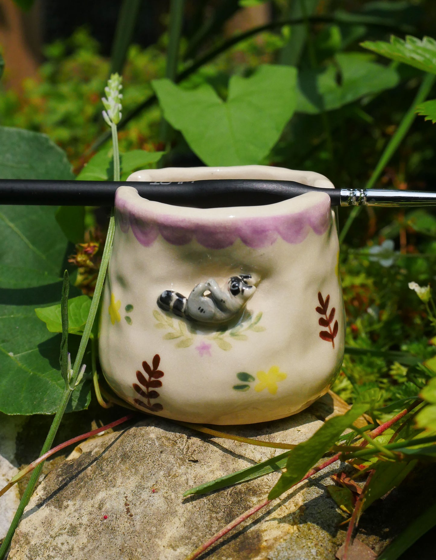 Raccoon Paint Cup with brush rest