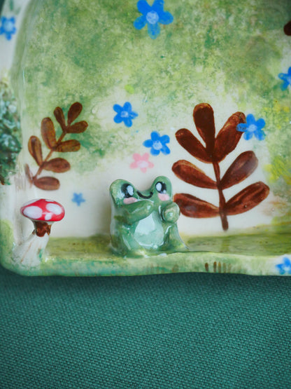 Floral Large Ceramic Frog Shelf
