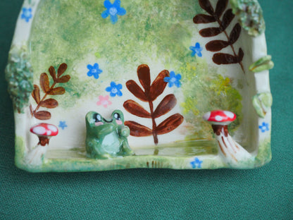 Floral Large Ceramic Frog Shelf