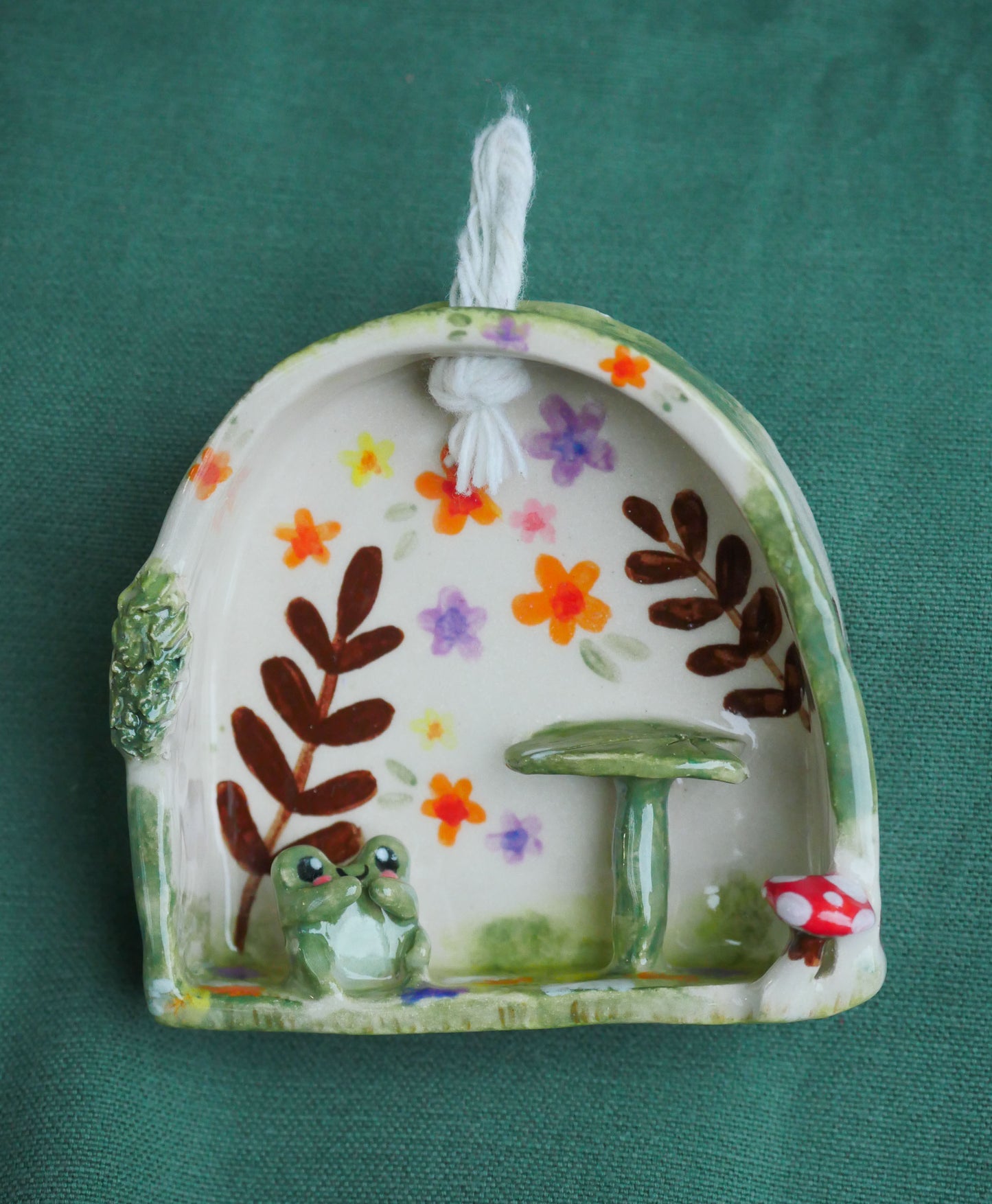 Floral Small Ceramic Frog Shelf