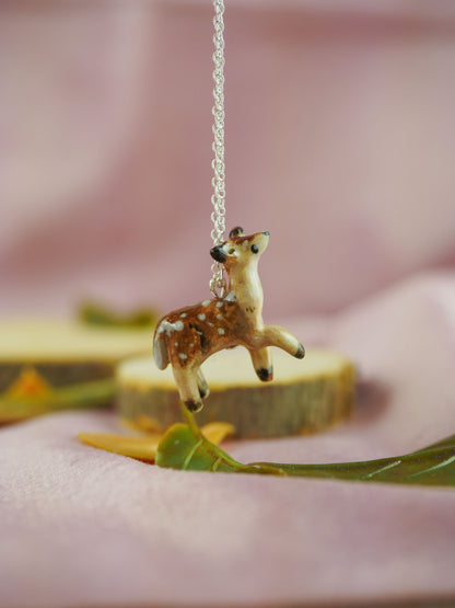 Buttercup the fallow deer pendant and chain