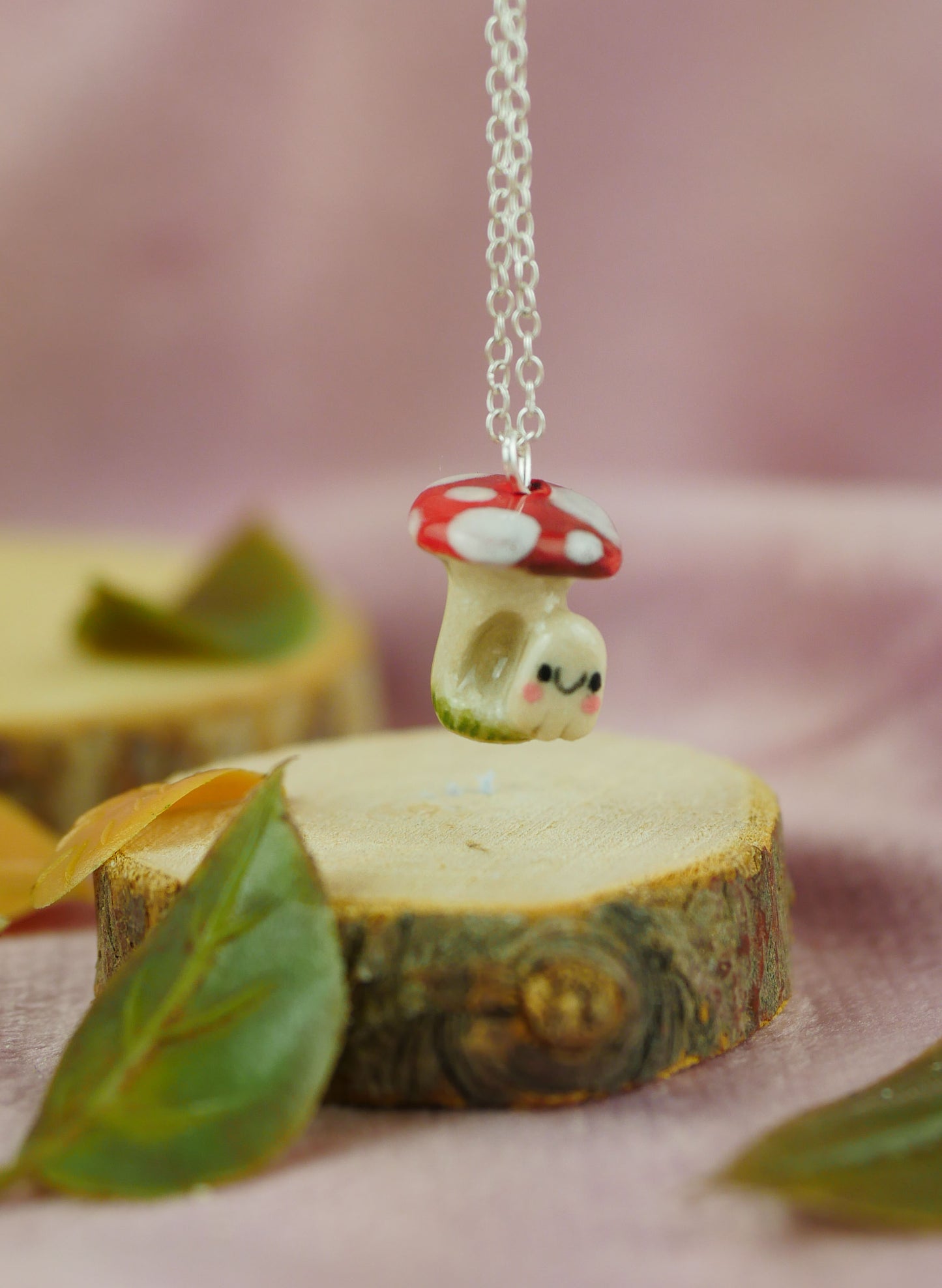 Mini Mushroom  no.2 pendant and chain