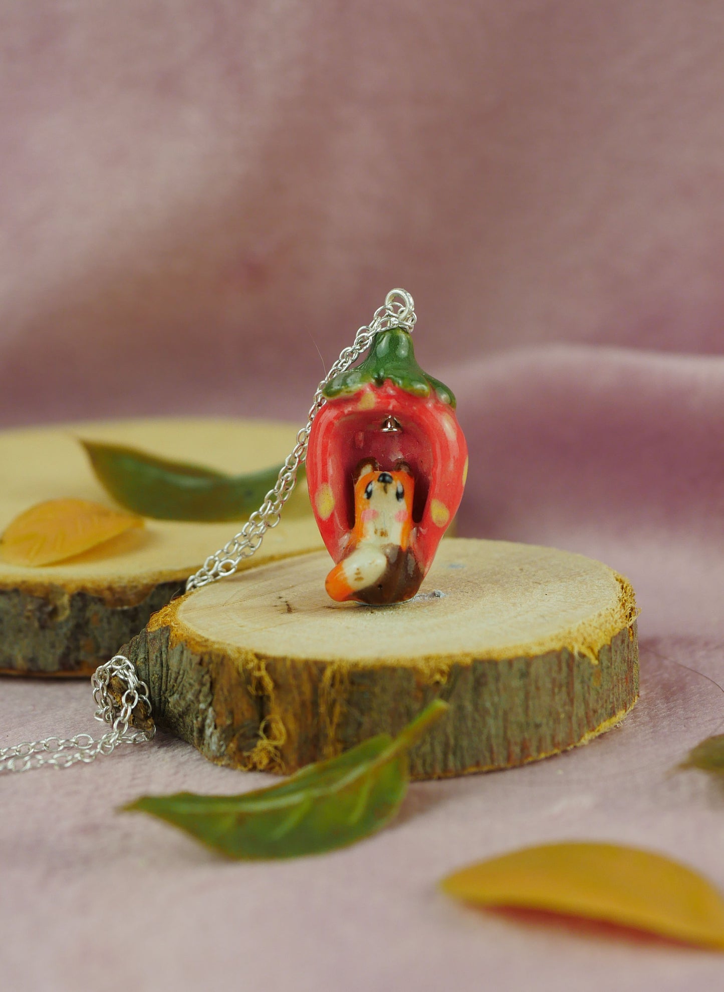 Berry fox pendant and chain