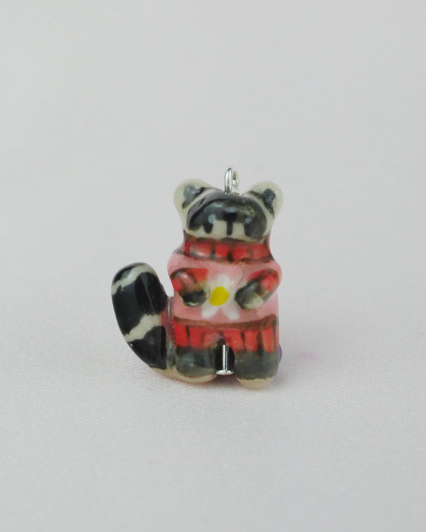 Sweater Raccoon Ceramic Pendant