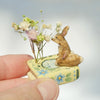 Wild Rabbits Book Dried Flower Miniature Sculpture