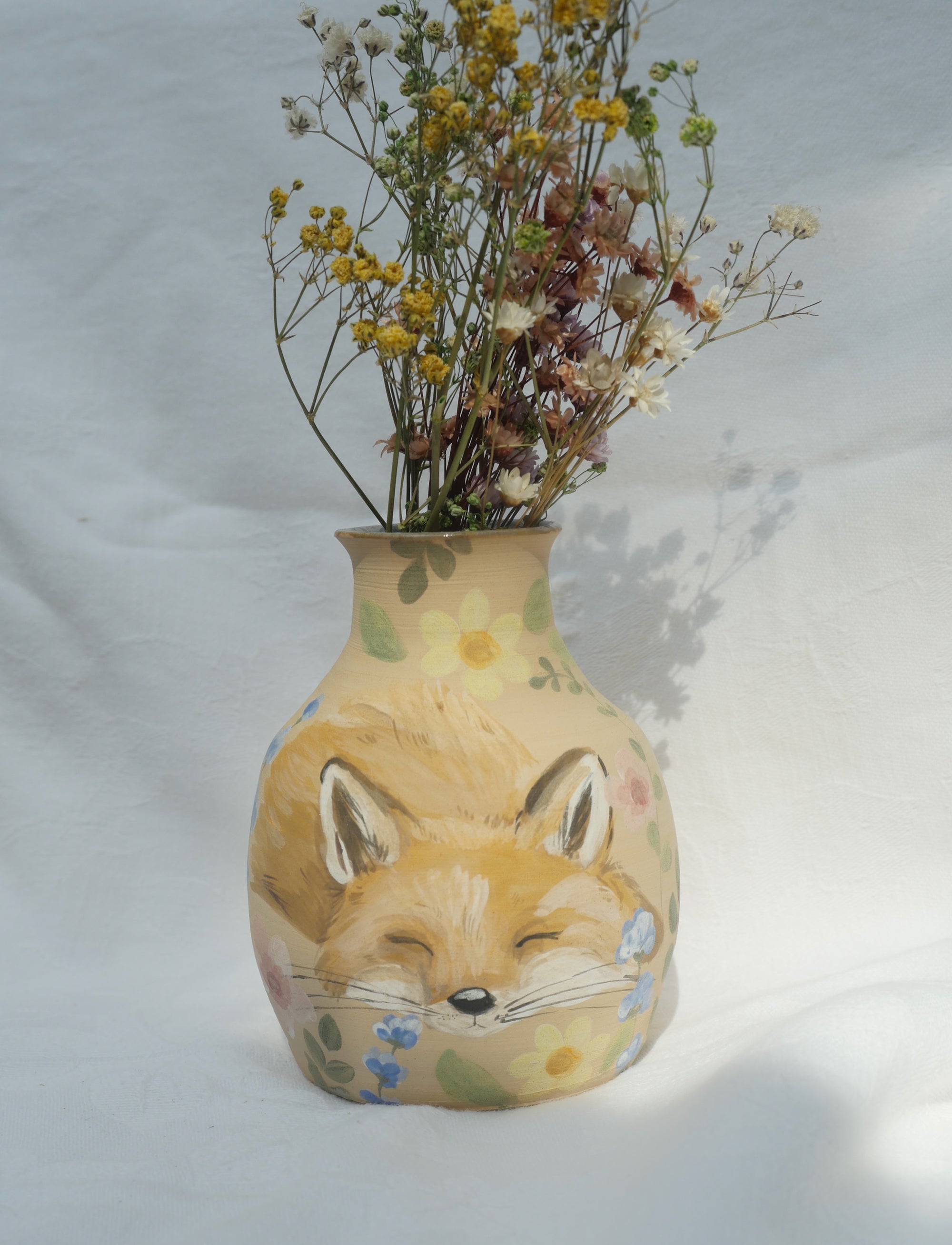 Earthenware Fox Dried Flower Vessel ( not to be used with water)