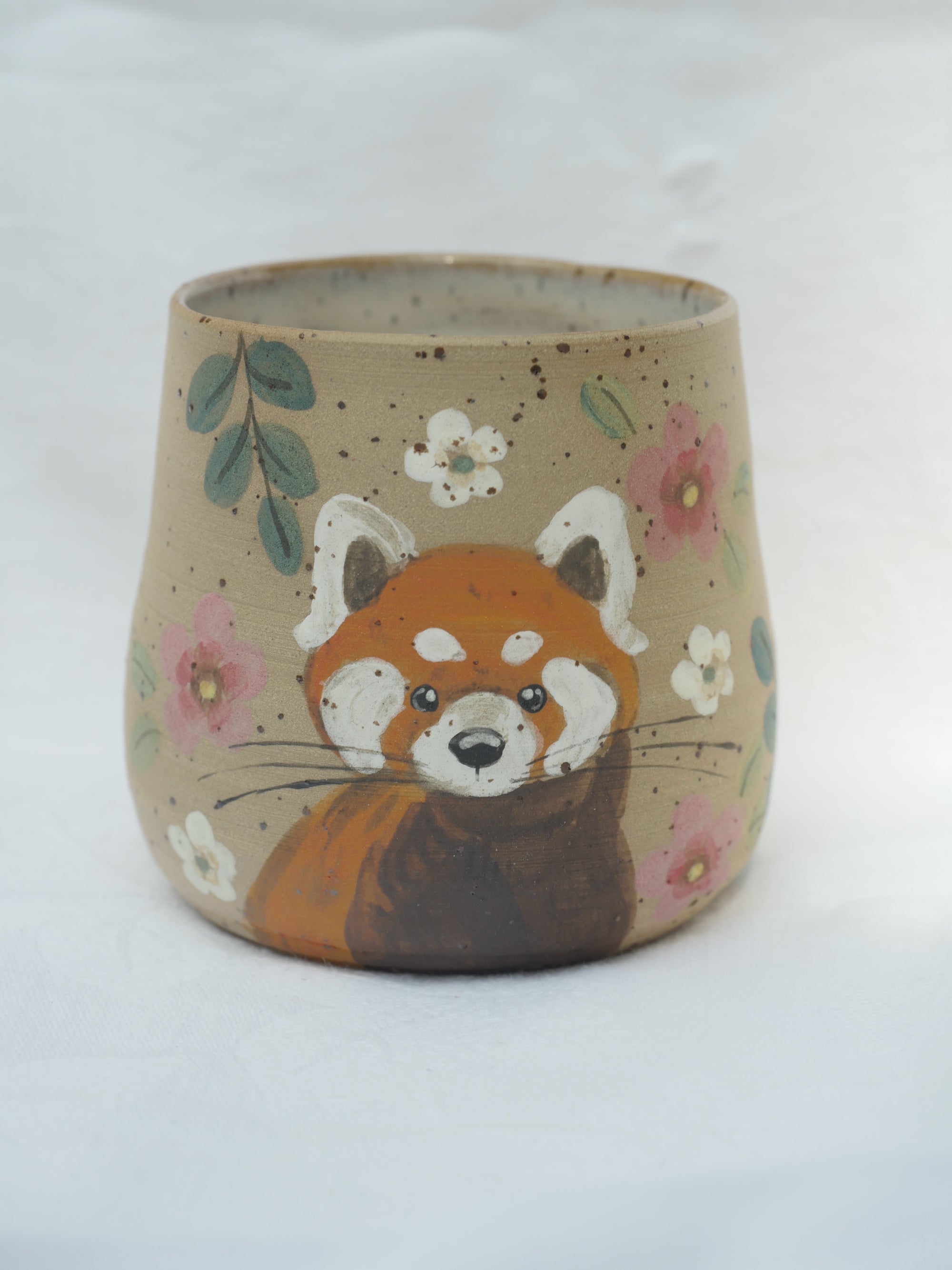 Flecked Stoneware Red Panda Vessel