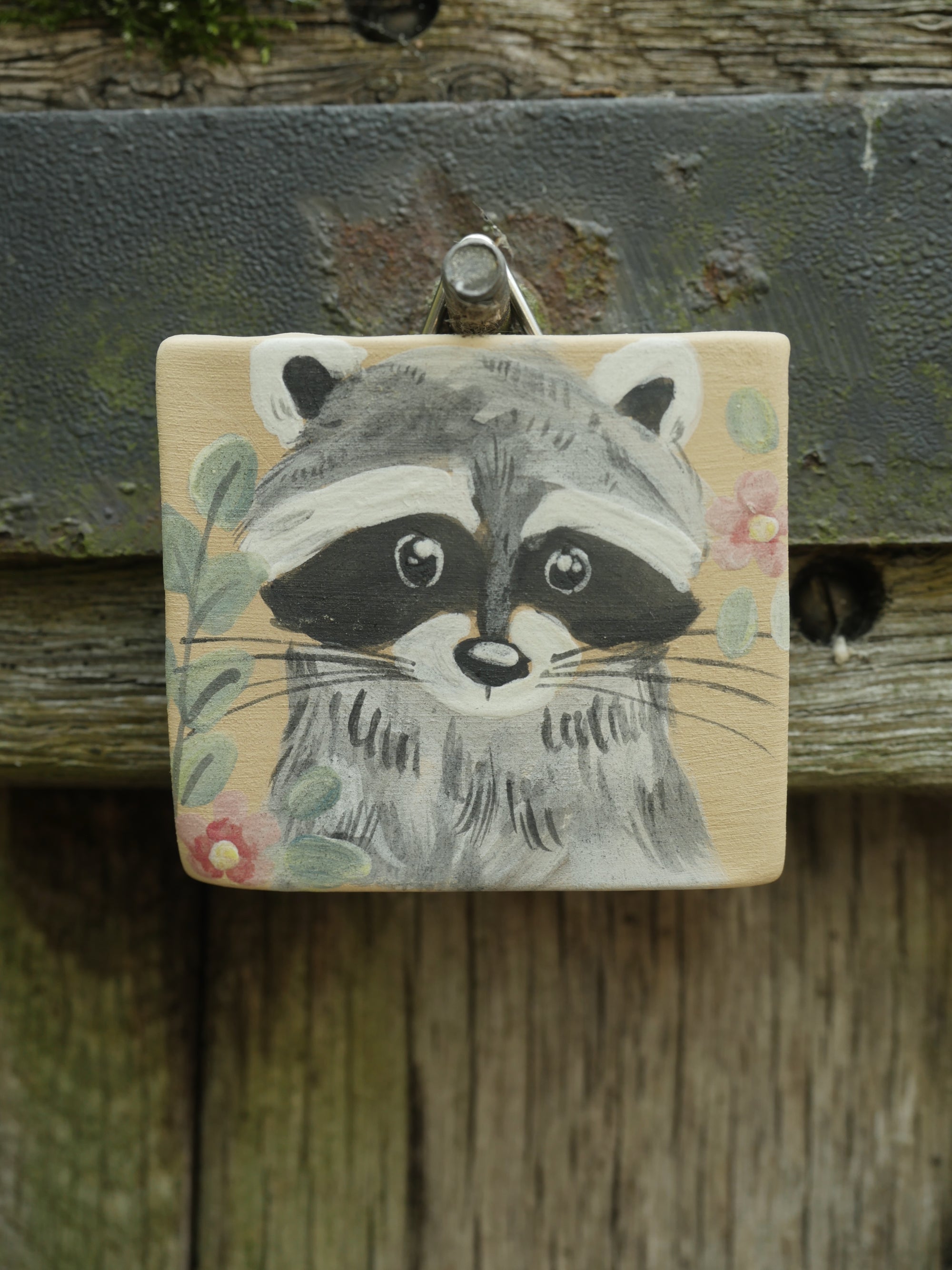 Earthenware Raccoon Wall Hanging