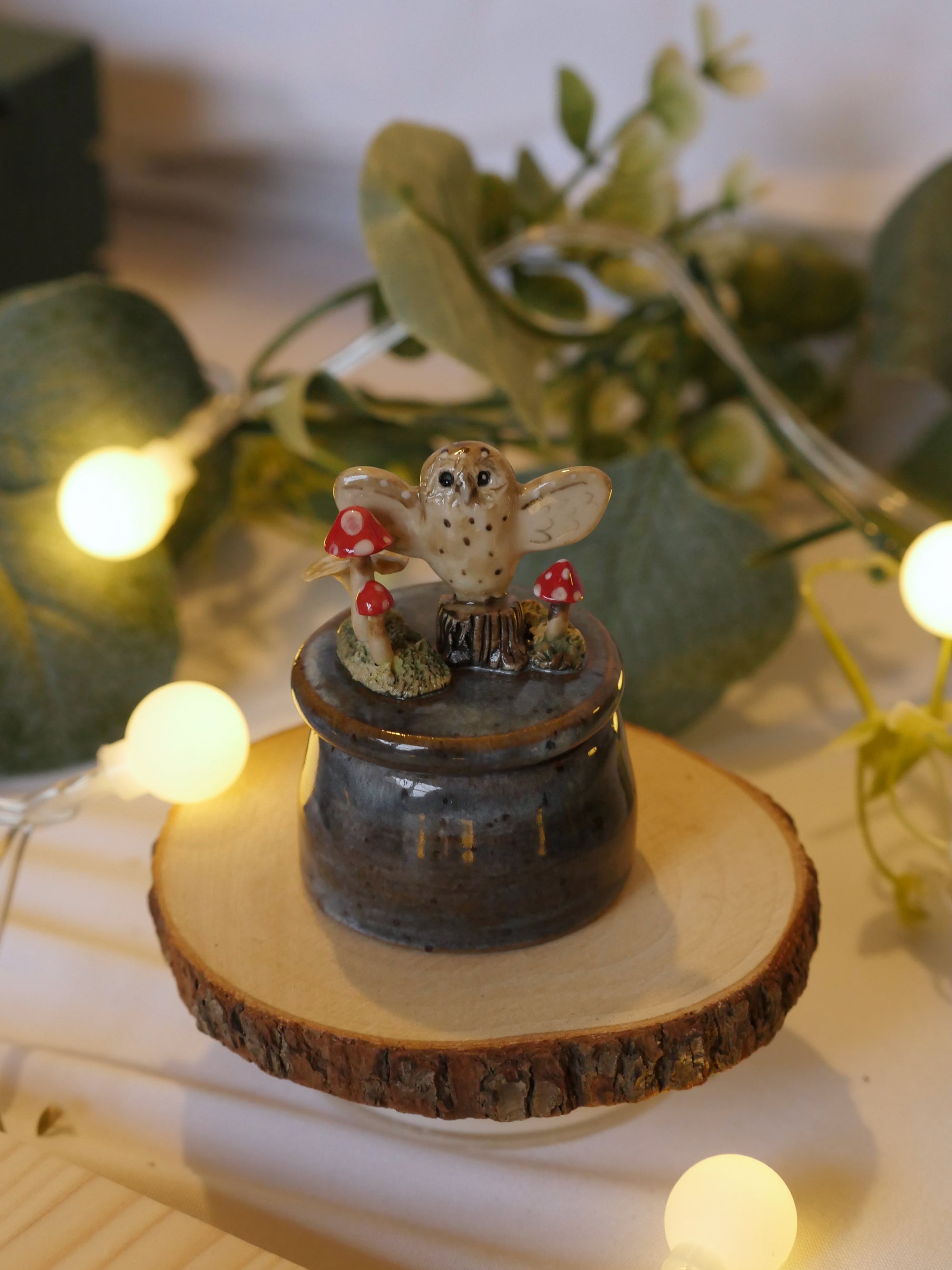 Flying Mushroom Owl : 4cm Width 3cm Height (pot size without owl)