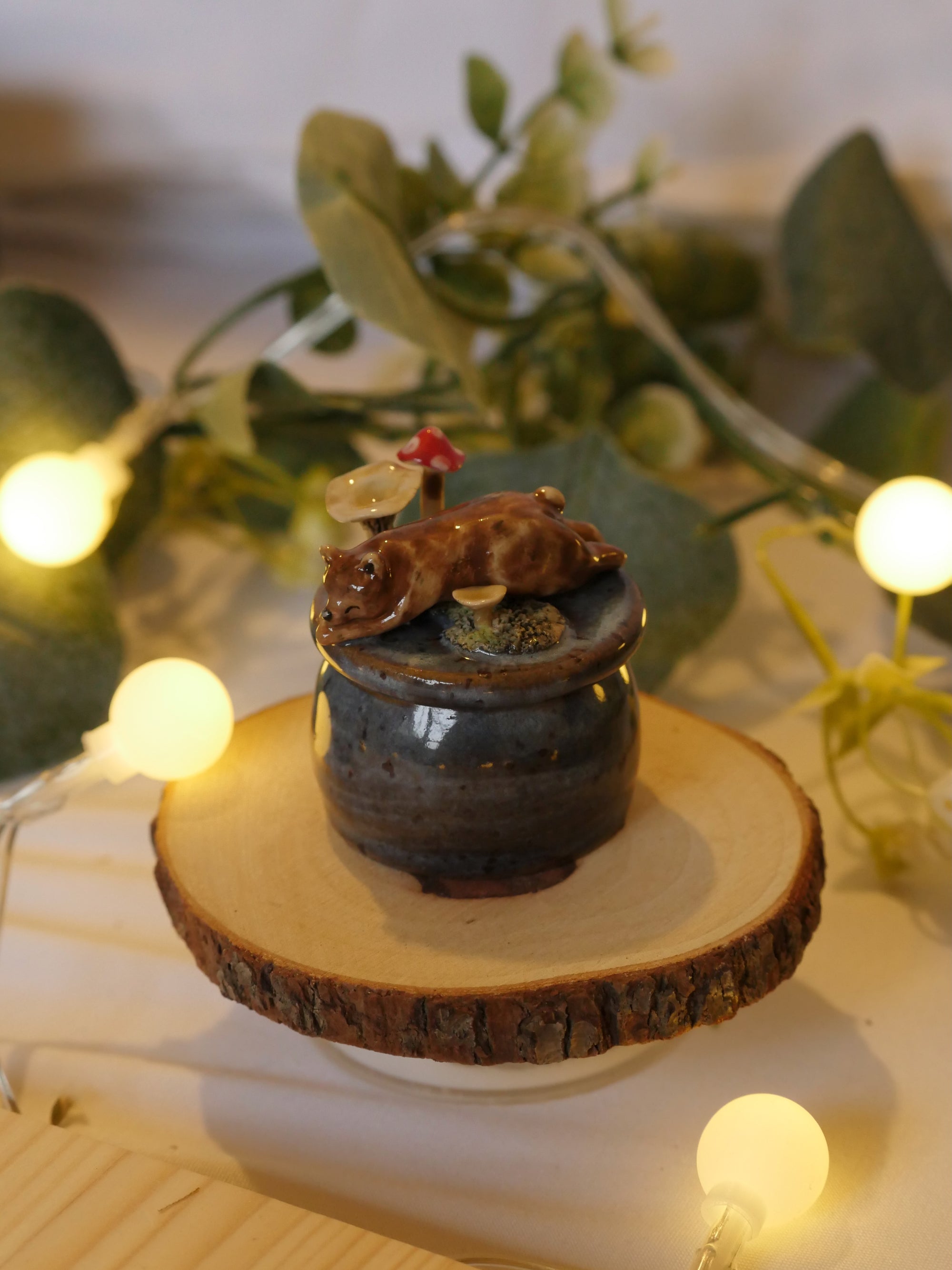 Sleeping Brown Bear Pot : 4cm Width 3cm Height (pot size)