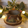 Fox and Owl tree stump Dish : 6cm Width 3.8cm Height