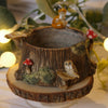 Fox and Owl tree stump Dish : 6cm Width 3.8cm Height