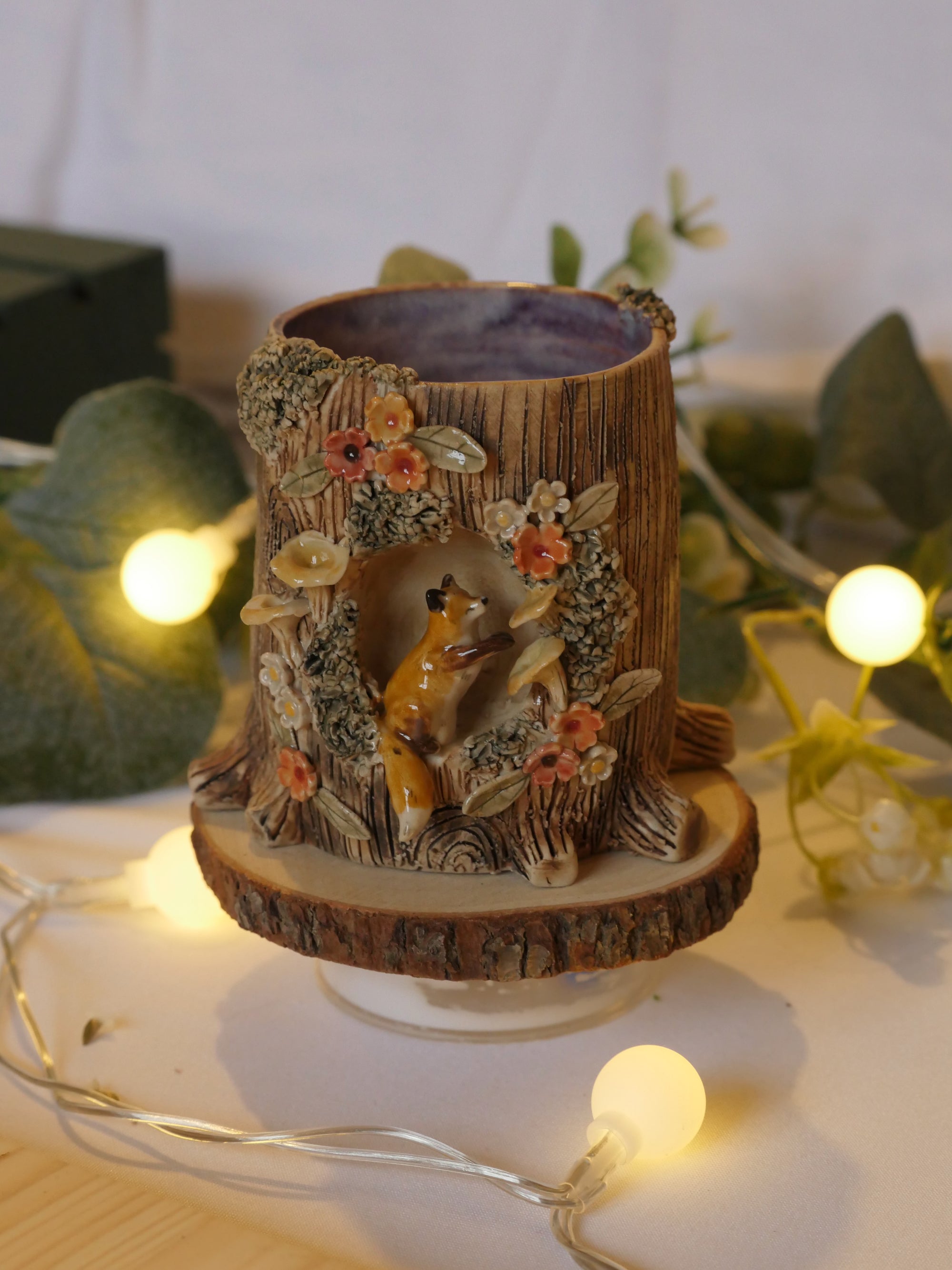 Autumnal Floral Fox Tree Vase : 5.5cm Width 7cm Height (Copy)