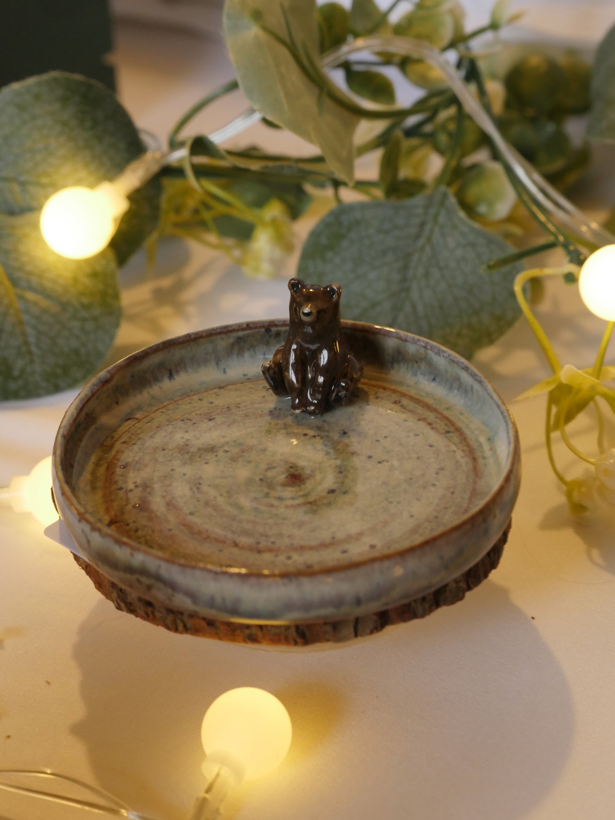 Black Bear Round Dish: 8cm Width 1cm Height