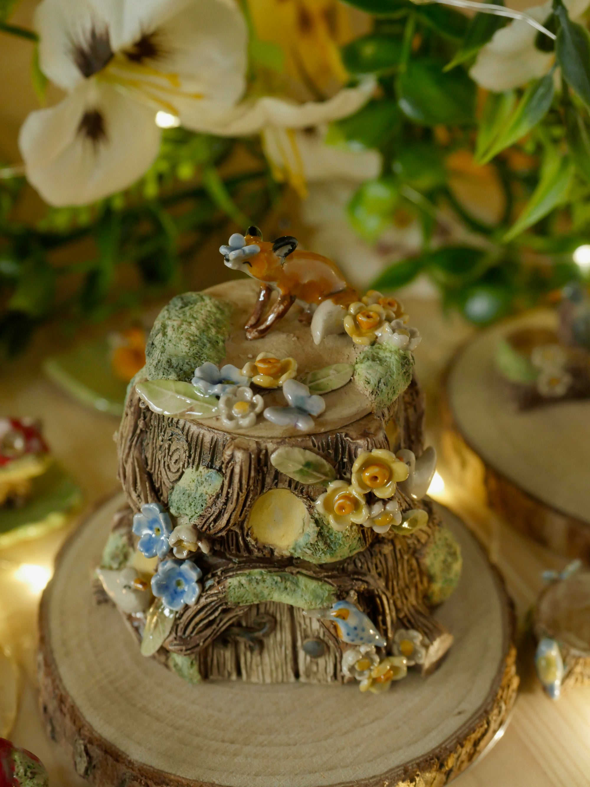 Woodland Duck and Fox Tiered Trinket Pots (6cm Width x 6cm Height)