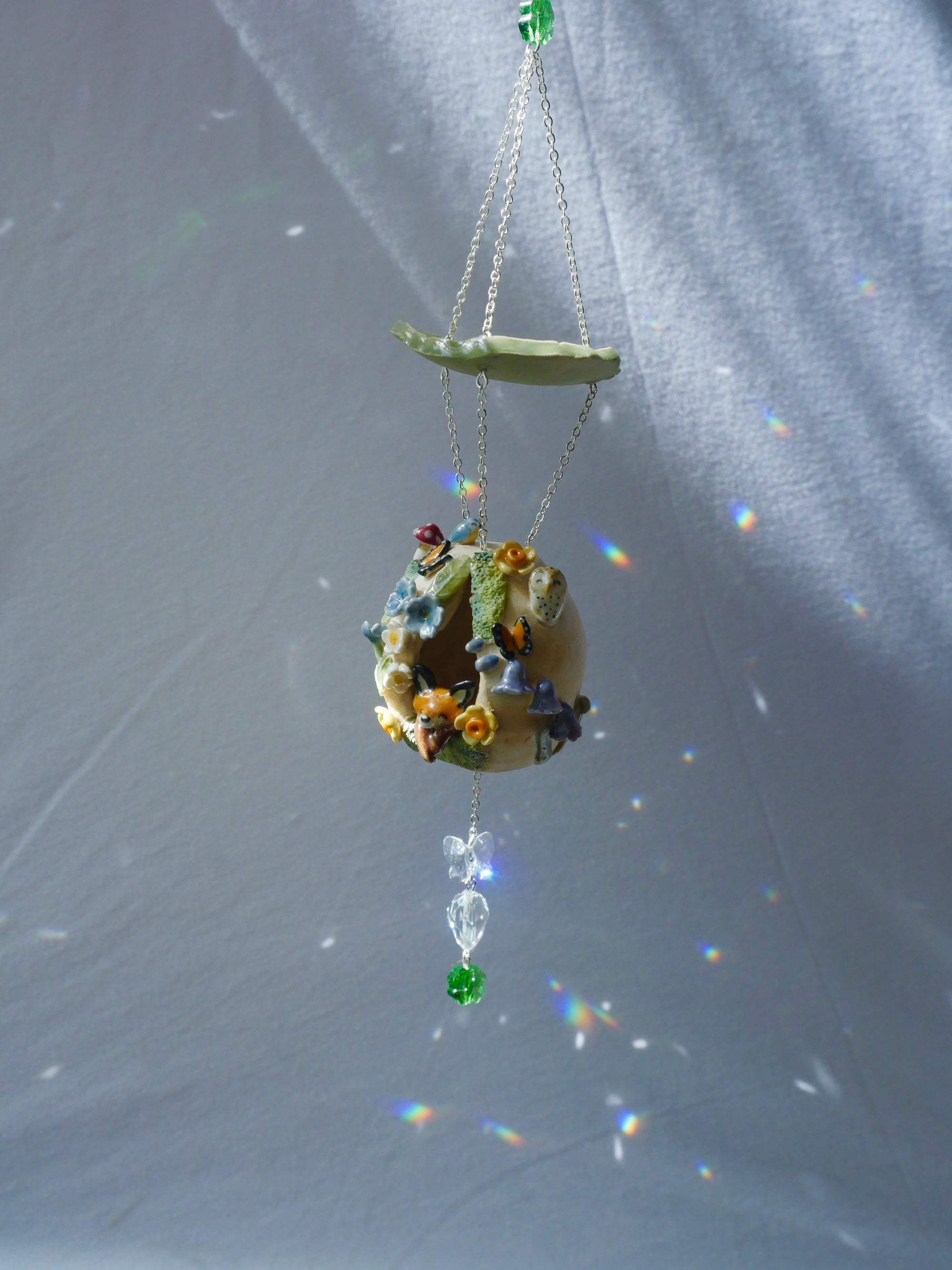 Fox Dome Sun Catcher (with Cut Glass Crystals featuring platinum foiling for sparkle)